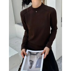 批发欧货纯色圆领长袖T恤女2025冬季新款简约薄绒休闲内搭打底衫上衣