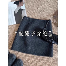 批发高级感纯色毛呢半身裙女灰色短裙2025秋冬韩系简约百搭A字包臀裙