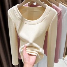 批发双面磨毛徳绒长袖<b class='q'>T</b><b class='q'>恤</b>打底衫女2026早春新款低领修身保暖内搭上衣