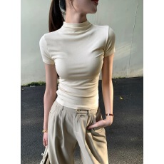 批发半高领t恤女短袖2026春秋<b class='q'>新款</b>修身莫代尔<b class='q'>打底衫</b>内搭显瘦薄款上衣