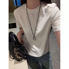 批发欧货通勤风圆领钉珠短袖T恤女白色宽松百搭<b class='q'>打底衫</b>春夏<b class='q'>新款</b>潮tee