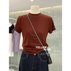 批发舒适好穿的精品雪花细<b class='q'>羊绒</b>纯色短袖T恤正肩显瘦上衣