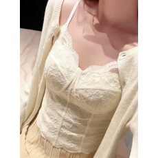 批发2026春新款纯欲鱼骨蕾丝美背内搭<b class='q'>背心</b>内衣带胸垫吊带显瘦<b class='q'>打底</b>上衣