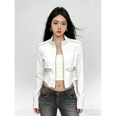 批发迷彩风高腰短款拉链开衫女<b class='q'>显瘦</b>铆钉装饰短<b class='q'>外套</b>上衣<b class='q'>显瘦</b>薄款短<b class='q'>外套</b>