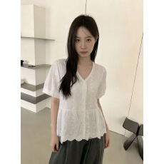 批发<b class='q'>七分袖</b>蕾丝衫女士2026新款小衫高级感轻奢独特别致超好看洋气上衣