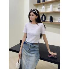批发法式木耳边蕾丝网纱短袖<b class='q'>打底衫</b>内搭叠穿波浪边t恤女别致上衣白色