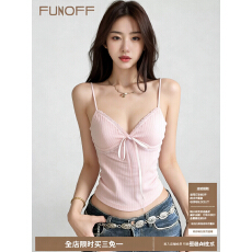 批发自留款推荐~纯欲风蕾丝V领蝴蝶结<b class='q'>吊带</b><b class='q'>背心</b>女夏季新款性感短款上衣