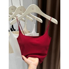 批发红色吊带背心女带胸垫夏外穿美背<b class='q'>文胸</b>一体遮副乳内搭打底短款上衣