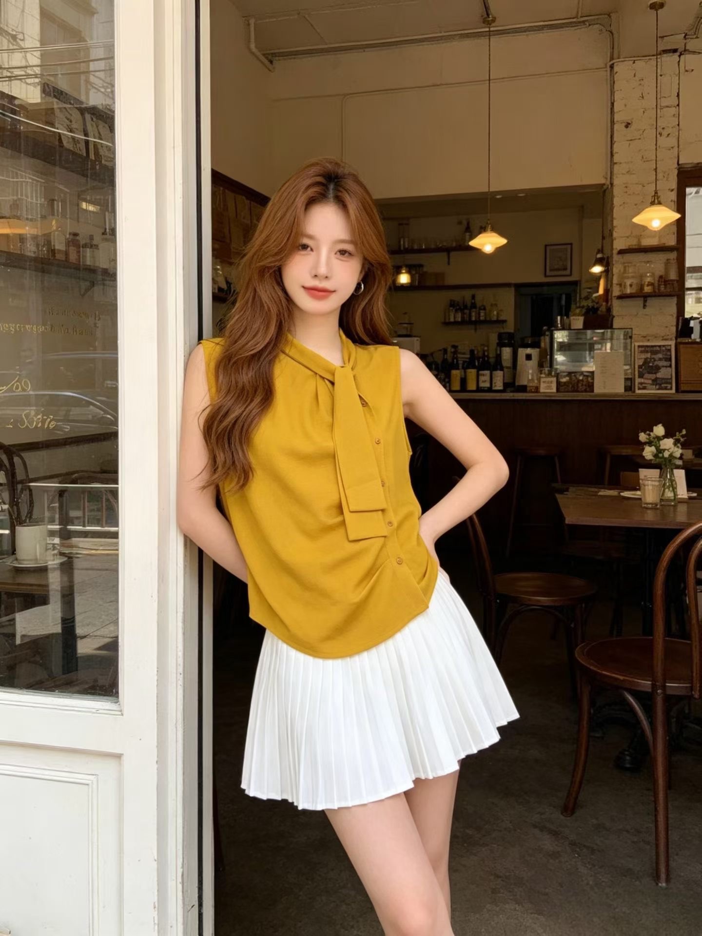 섬 노래 레이디 새로운 민소매 셔츠 여성 여름 몸매 가꾸기 품격 디자인 센스 작은 대중 조끼 맨위 외출용 고급 센스