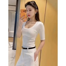 批发今年流行的爆款女装夏季2026新款U领五分<b class='q'>袖</b><b class='q'>T</b><b class='q'>恤</b>独特漂亮巨好看上衣