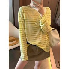 批发撞色条纹面膜T恤女欧洲站2026夏装新款欧货女装时尚洋气<b class='q'>防晒</b>衣潮