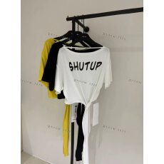 批发东大门夏季新款2026美式短款字母印花一字领露肩系带短袖<b class='q'>T</b><b class='q'>恤</b>上衣