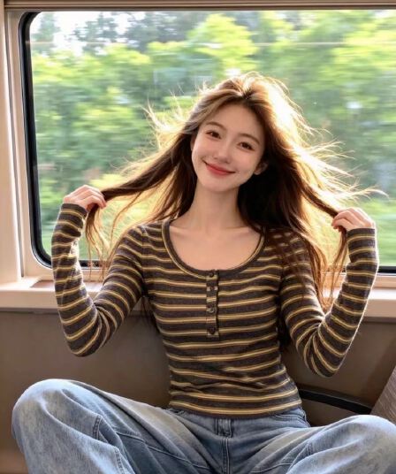 레드 맨 내부에 가져 가라. 기본 셔츠 여성 가을 2026 새로운 긴팔 티셔츠 작은 대중 아니요 명중 섹션 니트 스트라이프 맨위