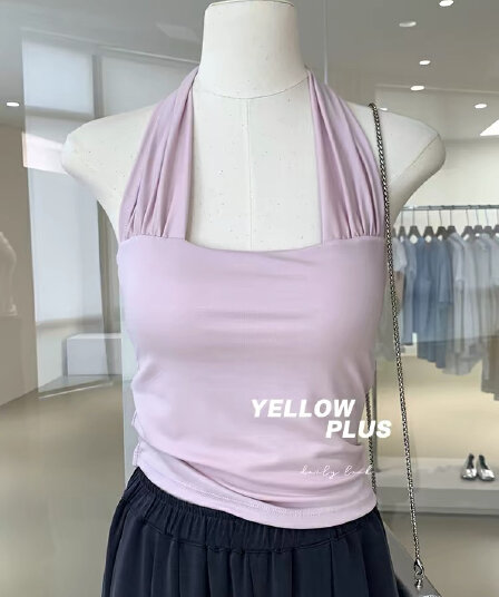 순수한 욕망 핫걸 바람 품격 행침 목 아름다움 뒤로 하나 가슴 패드 몸매 가꾸기 슬림해 보이는 쇼트 스타일 여름 외출용 캐미솔