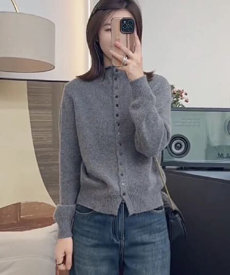 고급 센스 회색 반하이넥 스웨터 오픈 가디건 여성 가을 겨울 2025 새로운 폭발 인사이드 가져 가라. 만나는 니트 스웨터 맨위