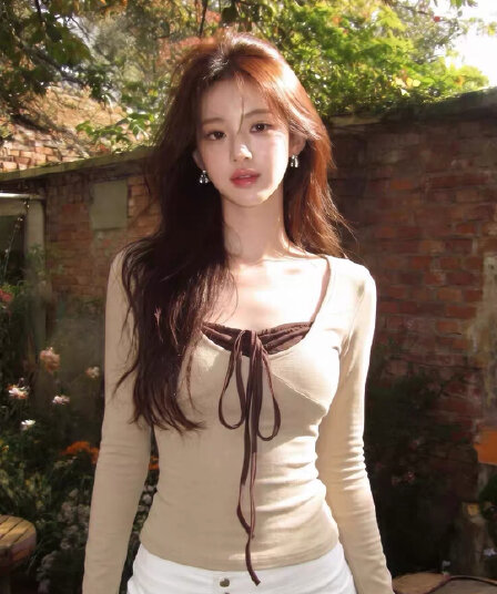한 부서 스트랩 페이크 레이어드 긴팔 티셔츠 여성 2026 가을 순수한 욕망 핫걸 u 칼라 기본 셔츠 인사이드 가져 가라. 몸매 가꾸기 맨위