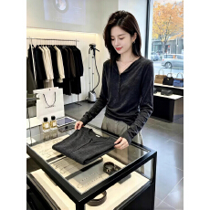 批发深灰色纽扣长袖修身T恤早秋装女款2026<b class='q'>新款</b>miu系穿搭打底内搭上衣