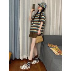 批发337#<b class='q'>夏季</b>新款休闲<b class='q'>运动服</b>套装女条纹时尚学生宽松短袖短裤两件套