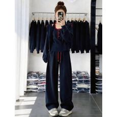批发时尚洋气百搭套装女2026春秋季新款<b class='q'>显瘦</b>外套背心打底阔腿裤三件套