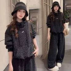 批发韩系连帽时尚运动套装女<b class='q'>春</b>秋季新款宽松洋气卫衣阔腿裤休闲两件套