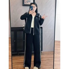批发高级感大码胖mm休闲运动套装女春秋季<b class='q'>连帽卫衣</b>阔腿裤宽松两件套
