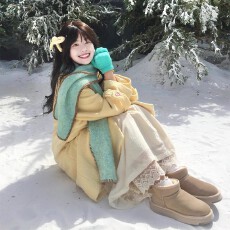 批发日系甜美风翻领黄色毛呢外套女2025冬季<b class='q'>中长款</b>小个子气质呢子大衣