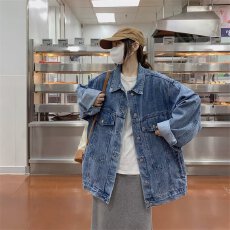 批发宽松<b class='q'>牛仔</b><b class='q'>外套</b>女2024春季新款美式复古高街慵懒风百搭<b class='q'>大码</b>上衣夹克