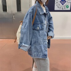 批发宽松<b class='q'>牛仔</b><b class='q'>外套</b>女2024春季新款美式复古高街慵懒风百搭<b class='q'>大码</b>上衣夹克