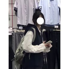 批发美式复古连帽马甲卫衣女<b class='q'>春</b>秋2025新款叠穿oversize小个子开衫外套