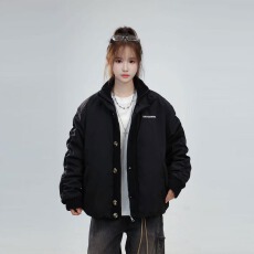 批发冬季宽松显瘦百搭针织拼接立领棉服上衣男女同款<b class='q'>情侣</b><b class='q'>棉衣</b>