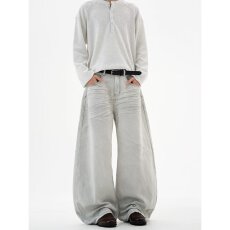 批发美式复古水洗cleanfit牛仔裤男女春秋情侣宽松休闲直筒阔腿长裤子