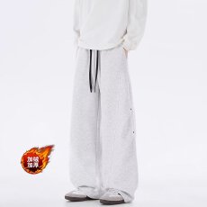 批发华棉复合贝贝绒直筒131卫裤男女秋冬保暖<b class='q'>休闲裤</b>宽松加绒运动裤