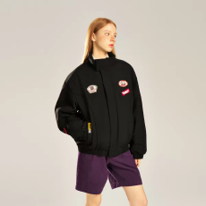 批发美式复古徽章刺绣潮牌<b class='q'>夹克</b>小众设计感男女麂皮绒外套上衣潮