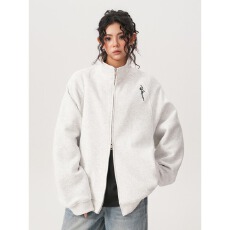 批发美式重磅开衫卫衣男女立领<b class='q'>外套</b>春秋东2025新款情侣装宽松<b class='q'>百搭</b>上衣