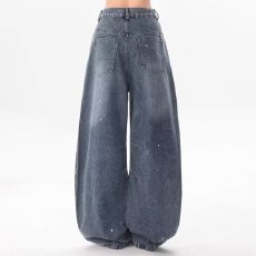 批发设计感阔腿<b class='q'>牛仔裤</b>2025春季新款女高腰时尚中式花朵刺绣直筒<b class='q'>牛仔裤</b>