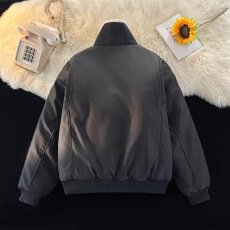 批发美式复古座山雕短款连帽毛领棉服女冬派克服<b class='q'>棉衣</b>外套