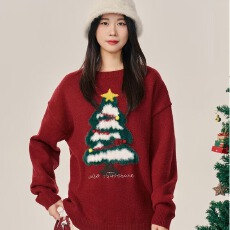 批发2025美式复古长袖圣诞毛衣男女款秋冬潮牌<b class='q'>时尚</b>轻奢百搭圆领<b class='q'>情侣</b><b class='q'>衫</b>