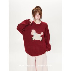 批发卡通提花针织多巴胺<b class='q'>毛衣</b><b class='q'>男</b>女款2025新款深秋初冬季慵懒貂毛上衣