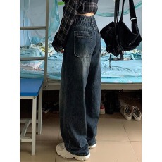 批发松紧腰牛仔裤<b class='q'>女</b>秋冬大码老爹裤适合胯大腿粗裤子胖mm显瘦<b class='q'>哈伦裤</b>潮