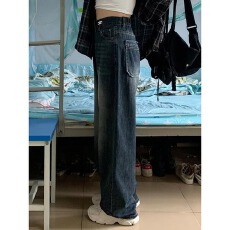 批发松紧腰牛仔裤女秋冬大码老爹裤适合胯大腿粗裤子胖mm显瘦<b class='q'>哈伦裤</b>潮