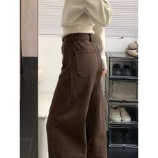 批发实价大码复古美式弯刀牛仔裤女春秋季<b class='q'>胖</b>mm<b class='q'>高腰</b>显瘦直筒阔腿裤