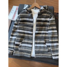 批发2026潮流潮牌国潮牌情侣美式磨毛编织<b class='q'>条纹</b><b class='q'>针织衫</b>卫衣宽松拉链外套