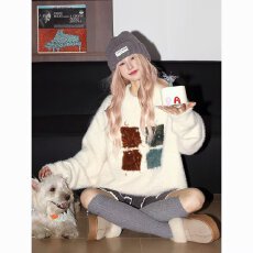 批发日系复古刺绣水<b class='q'>貂绒</b>针织衫男女秋季潮牌ins宽松圆领休闲毛衣<b class='q'>外套</b>