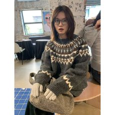 批发费尔岛毛衣<b class='q'>女童</b>冬<b class='q'>季</b>加厚2025新款儿童冬装上衣女大童秋冬款针织衫