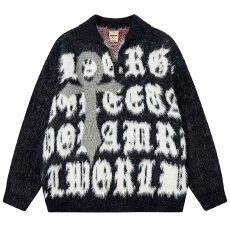 批发新款字母潮牌针织毛衣男女秋冬百搭宽松ins情侣<b class='q'>街头</b>上衣气质简约