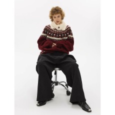 批发明星同款费尔岛慵懒<b class='q'>复古</b>提花圆领针织衫秋季毛衣