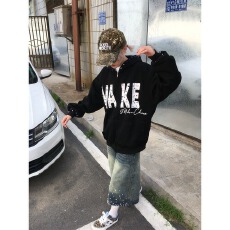 批发华棉复合350克原版钉砖字母黑衣连帽<b class='q'>卫衣</b>外套<b class='q'>开衫</b>男女2025春秋