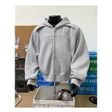 批发春秋季招财复古拼接连帽休闲<b class='q'>开衫</b><b class='q'>卫衣</b>男女潮痞帅运动拉链夹克外套