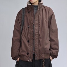 批发日系复古户外冲锋衣夹克男女款纯色秋季宽松运动立领搭棒球服外套