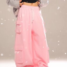 批发纯棉复贝贝绒工装裤新视觉冬季女休闲加绒大口袋运动宽松长裤子